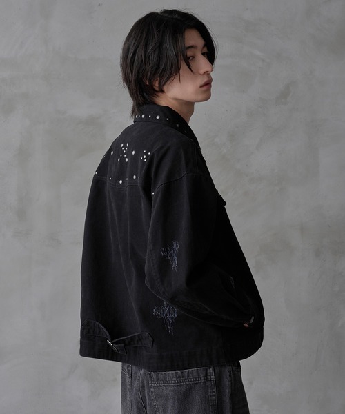 【完売サイズ】EPNK スタッズダメージデニムジャケット　ブラウン　Mサイズ 完売商品EPNKスタッズダメージデニムジャケット ブラウン 最終値下げ