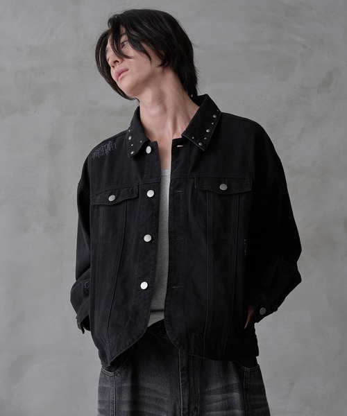 【完売サイズ】EPNK スタッズダメージデニムジャケット　ブラウン　Mサイズ 完売サイズ】EPNK スタッズダメージデニムジャケット ブラウン M