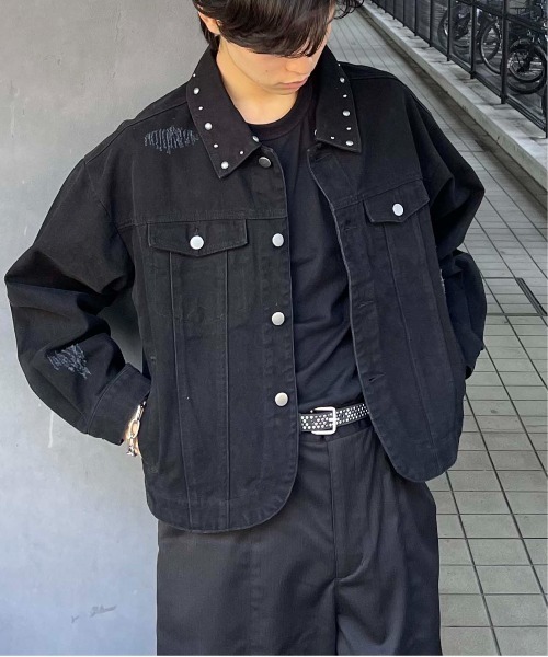 【完売サイズ】EPNK スタッズダメージデニムジャケット　ブラウン　Mサイズ 完売サイズ】EPNK スタッズダメージデニムジャケット ブラウン M