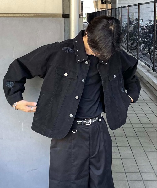 EPNK（イーピーエヌケー）の「Studs damage denim jacket