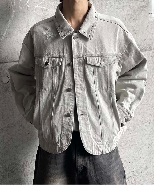 セール】Studs damage denim jacket / スタッズダメージデニム