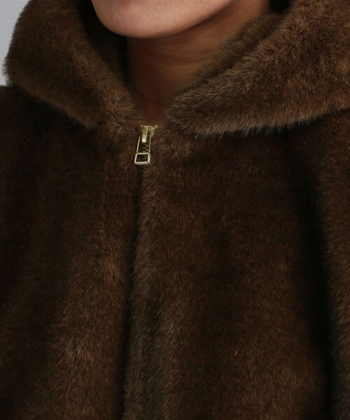 セール】【es】ミンクライクフェイクファーフードベスト【洗える