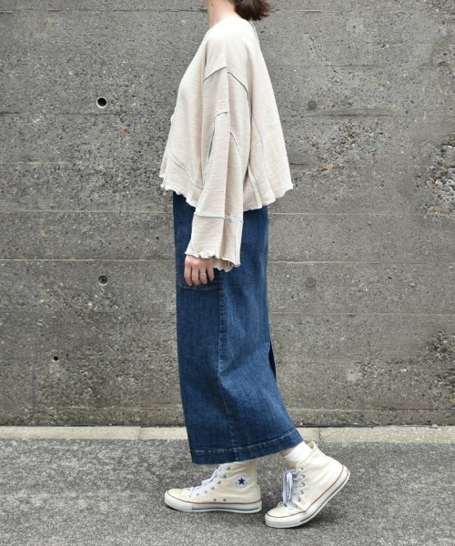 Bleu Bleuet（ブルーブルーエ）の「【ZOZO限定】配色メローショートトップス（Tシャツ/カットソー・レディース・ベージュ/オフホワイト/グレー・FREE）」の15枚目の写真