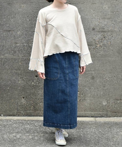 Bleu Bleuet（ブルーブルーエ）の「【ZOZO限定】配色メローショートトップス（Tシャツ/カットソー・レディース・ベージュ/オフホワイト/グレー・FREE）」の17枚目の写真