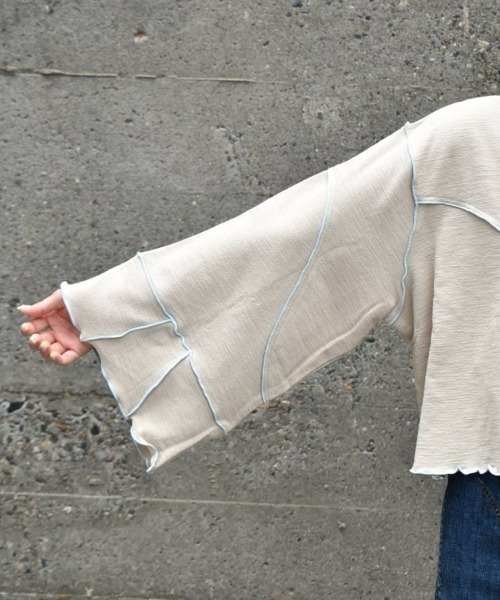 Bleu Bleuet（ブルーブルーエ）の「【ZOZO限定】配色メローショートトップス（Tシャツ/カットソー・レディース・ベージュ/オフホワイト/グレー・FREE）」の19枚目の写真