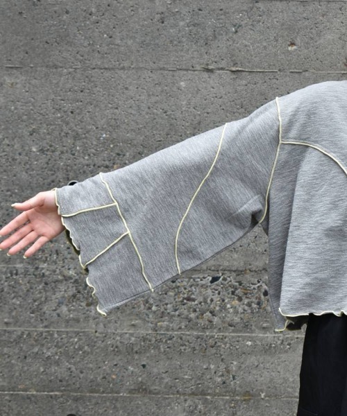 Bleu Bleuet（ブルーブルーエ）の「【ZOZO限定】配色メローショートトップス（Tシャツ/カットソー・レディース・ベージュ/オフホワイト/グレー・FREE）」の11枚目の写真