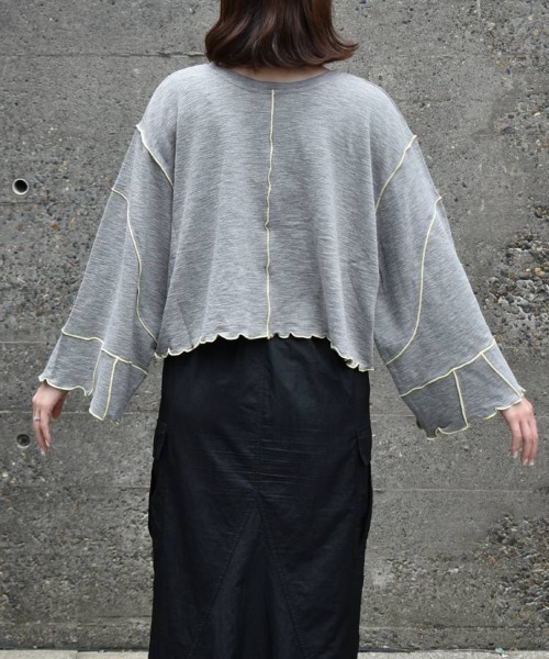 Bleu Bleuet（ブルーブルーエ）の「【ZOZO限定】配色メローショートトップス（Tシャツ/カットソー・レディース・ベージュ/オフホワイト/グレー・FREE）」の10枚目の写真