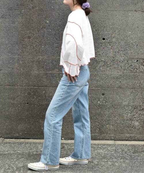 Bleu Bleuet（ブルーブルーエ）の「【ZOZO限定】配色メローショートトップス（Tシャツ/カットソー・レディース・ベージュ/オフホワイト/グレー・FREE）」の20枚目の写真