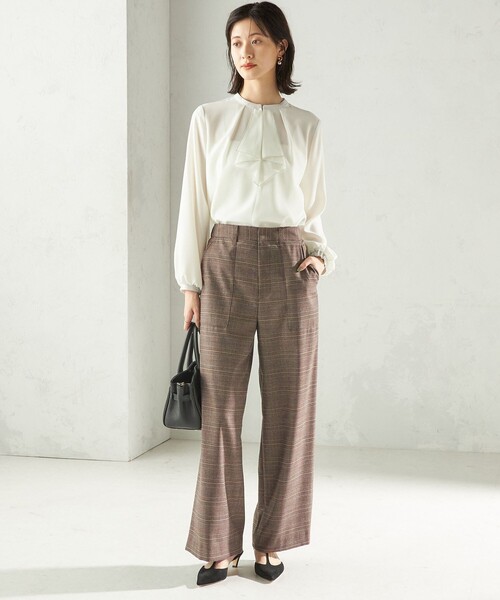 SHIPS(シップス)の「〈手洗い可能〉DELEGANT ストレート パンツ(セットアップ対応)(その他パンツ・レディース・ブラウン系/ネイビー/ベージュ・40/38/36/34)」の5枚目の写真