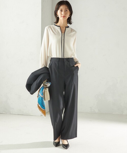 SHIPS(シップス)の「〈手洗い可能〉DELEGANT ストレート パンツ(セットアップ対応)(その他パンツ・レディース・ブラウン系/ネイビー/ベージュ・40/38/36/34)」の12枚目の写真