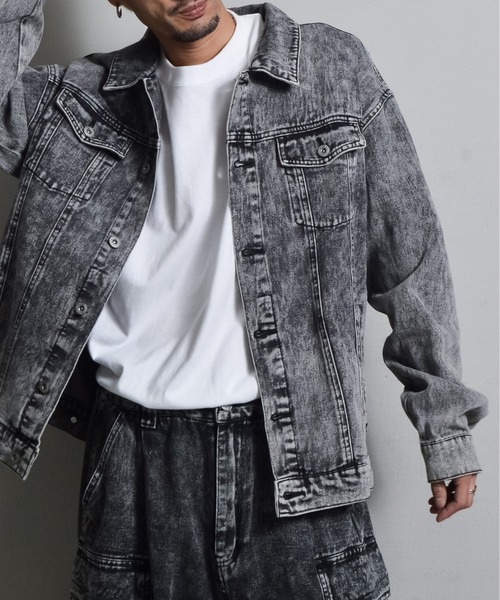 DOUBLE STEAL（ダブルスティール）の「オーバーサイズケミカルデニムGジャン（デニムジャケット・メンズ・ブルー/ブラック・LARGE/MEDIUM）」の12枚目の写真