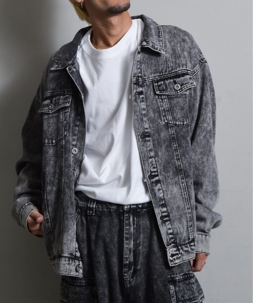 DOUBLE STEAL（ダブルスティール）の「オーバーサイズケミカルデニムGジャン（デニムジャケット・メンズ・ブルー/ブラック・LARGE/MEDIUM）」の13枚目の写真
