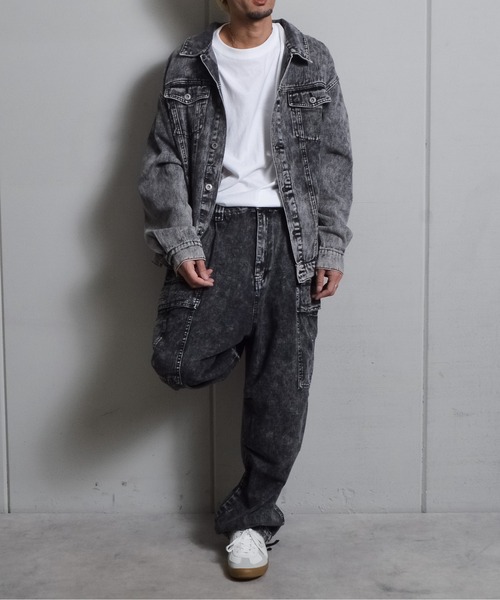 DOUBLE STEAL（ダブルスティール）の「オーバーサイズケミカルデニムGジャン（デニムジャケット・メンズ・ブルー/ブラック・LARGE/MEDIUM）」の14枚目の写真