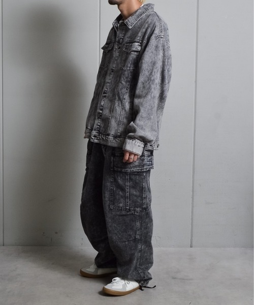 DOUBLE STEAL（ダブルスティール）の「オーバーサイズケミカルデニムGジャン（デニムジャケット・メンズ・ブルー/ブラック・LARGE/MEDIUM）」の15枚目の写真
