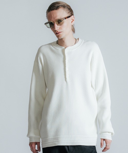 CRIMIE（クライミー）の「HENRY NECK THERMAL LONG SLEEVE（ニット/セーター・メンズ・ブラック/オフホワイト・L/XL）」の6枚目の写真