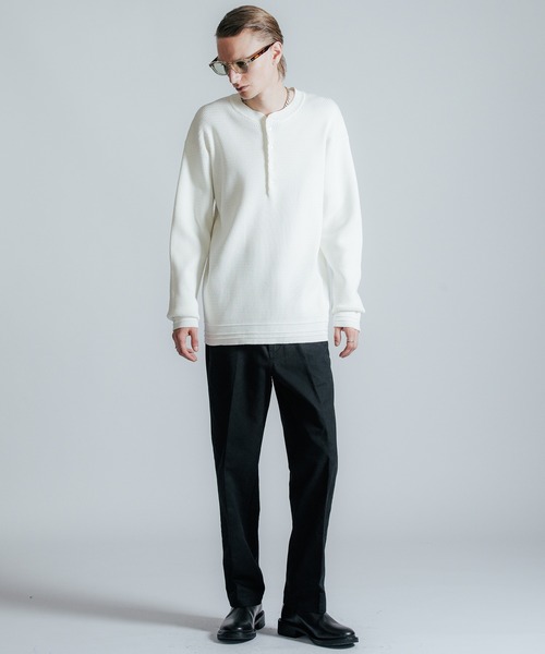 CRIMIE（クライミー）の「HENRY NECK THERMAL LONG SLEEVE（ニット/セーター・メンズ・ブラック/オフホワイト・L/XL）」の12枚目の写真