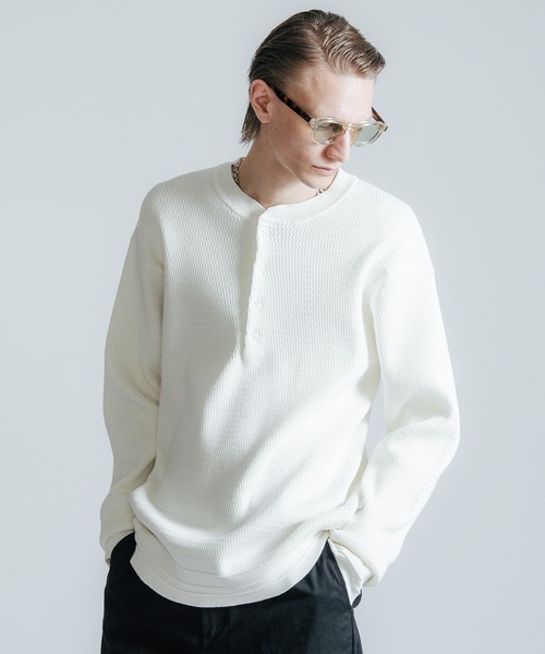 CRIMIE（クライミー）の「HENRY NECK THERMAL LONG SLEEVE（ニット/セーター・メンズ・ブラック/オフホワイト・L/XL）」の14枚目の写真