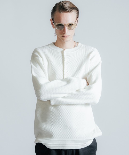 CRIMIE（クライミー）の「HENRY NECK THERMAL LONG SLEEVE（ニット/セーター・メンズ・ブラック/オフホワイト・L/XL）」の15枚目の写真