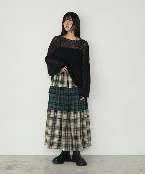 forksy.】ネルチェックティアードメロースカート forksy.│MONO-MART