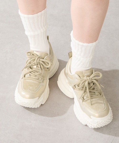 セール】2025秋冬新作ダブルシューレース厚底スニーカー/OT3776