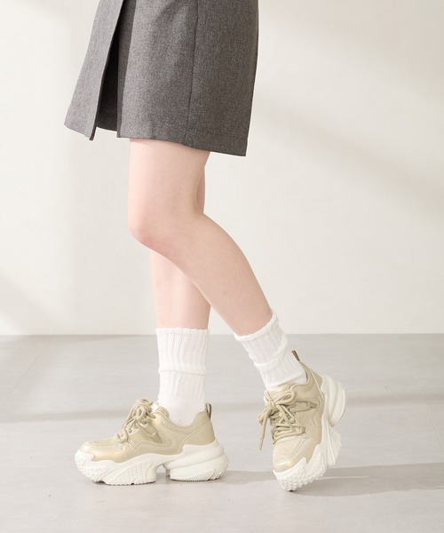 2025秋冬新作ダブルシューレース厚底スニーカー/OT3776（スニーカー