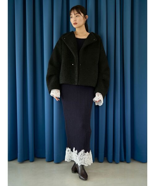 LAGUNAMOON(ラグナムーン)の「レースドッキングリブニットワンピース(ワンピース・レディース・ベージュ/ネイビー/ピンク・SMALL/MEDIUM)」の5枚目の写真