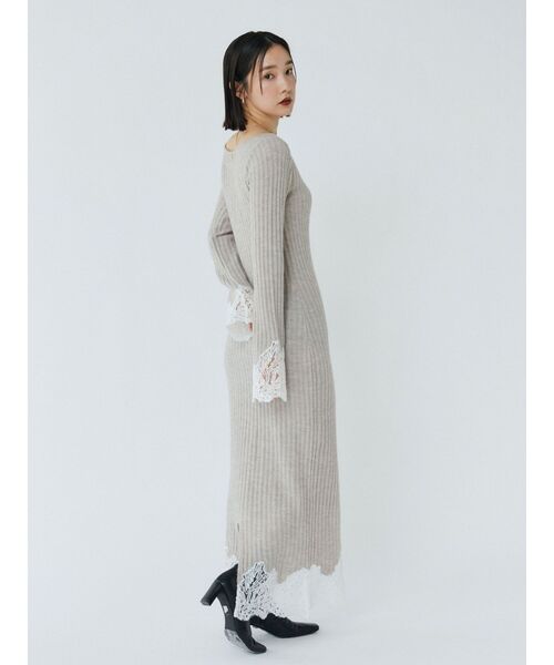 LAGUNAMOON(ラグナムーン)の「レースドッキングリブニットワンピース(ワンピース・レディース・ベージュ/ネイビー/ピンク・SMALL/MEDIUM)」の11枚目の写真