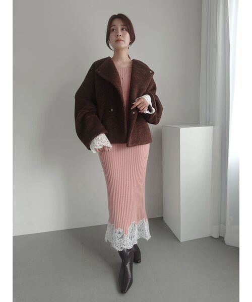 LAGUNAMOON(ラグナムーン)の「レースドッキングリブニットワンピース(ワンピース・レディース・ベージュ/ネイビー/ピンク・SMALL/MEDIUM)」の17枚目の写真