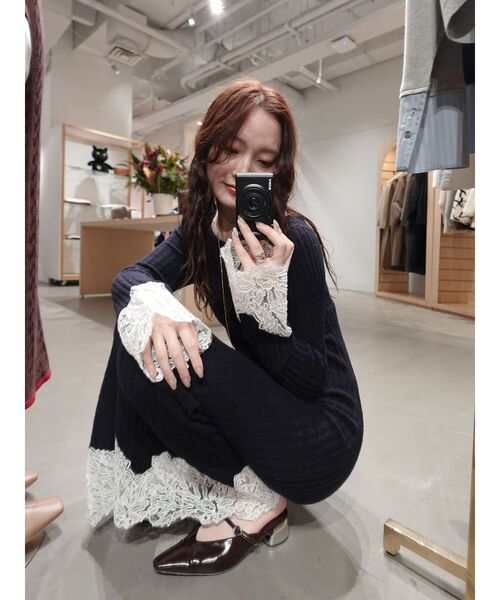 LAGUNAMOON(ラグナムーン)の「レースドッキングリブニットワンピース(ワンピース・レディース・ベージュ/ネイビー/ピンク・SMALL/MEDIUM)」の19枚目の写真
