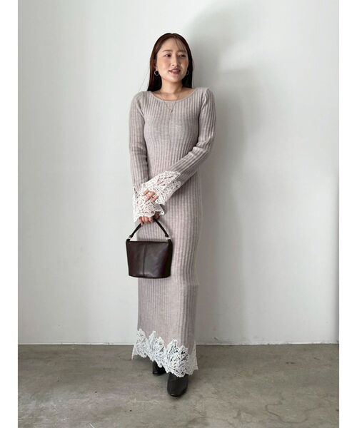 LAGUNAMOON（ラグナムーン）の「レースドッキングリブニットワンピース