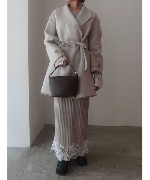 LAGUNAMOON（ラグナムーン）の「レースドッキングリブニットワンピース（ワンピース・レディース・ベージュ/ネイビー/ピンク・SMALL/MEDIUM）」の7枚目の写真