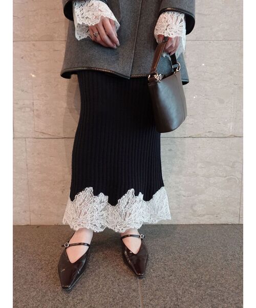 LAGUNAMOON（ラグナムーン）の「レースドッキングリブニットワンピース（ワンピース・レディース・ベージュ/ネイビー/ピンク・SMALL/MEDIUM）」の13枚目の写真