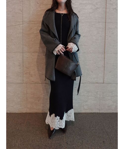 LAGUNAMOON（ラグナムーン）の「レースドッキングリブニットワンピース（ワンピース・レディース・ベージュ/ネイビー/ピンク・SMALL/MEDIUM）」の15枚目の写真