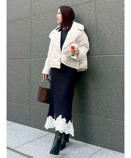 LAGUNAMOON（ラグナムーン）の「レースドッキングリブニットワンピース（ワンピース・レディース・ベージュ/ネイビー/ピンク・SMALL/MEDIUM）」の18枚目の写真