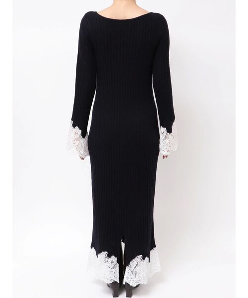 セール】レースドッキングリブニットワンピース（ワンピース