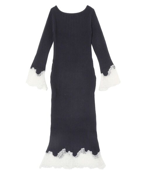 セール】レースドッキングリブニットワンピース（ワンピース