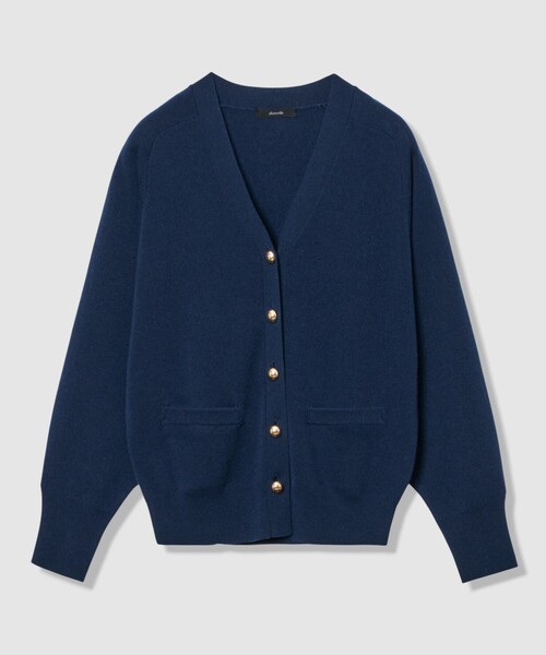 新品　allureville 青 ニットカーディガン 長袖 ボタン付き ウールスムースカーディガン（カーディガン/ボレロ）｜allureville