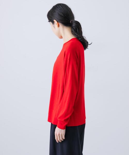 かぐれ　ウォッシャブルシルクワイドニット　絹　体型カバー　春秋　毛　赤　Ｆ かぐれ ウォッシャブルシルクワイドニット 絹 体型カバー 春秋 毛 赤 F