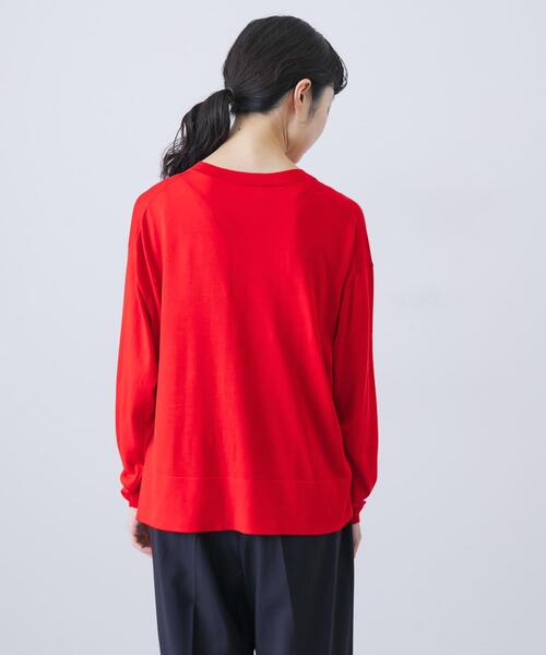 かぐれ　ウォッシャブルシルクワイドニット　絹　体型カバー　春秋　毛　赤　Ｆ ウォッシャブルシルクワイドニット（ニット/セーター）｜かぐれ