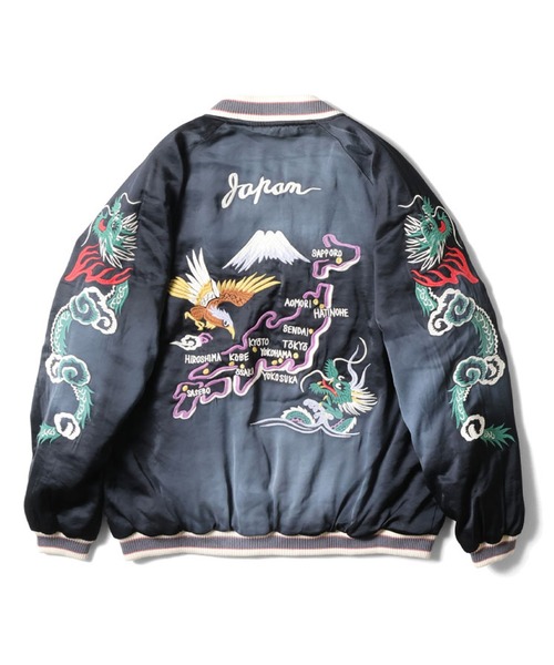 HOUSTON（ヒューストン）の「HOUSTON USED加工スカジャン(MAP)（スカジャン・メンズ・グリーン/ブルー/ブラック・MEDIUM/LARGE/X-LARGE/XX-LARGE）」の14枚目の写真