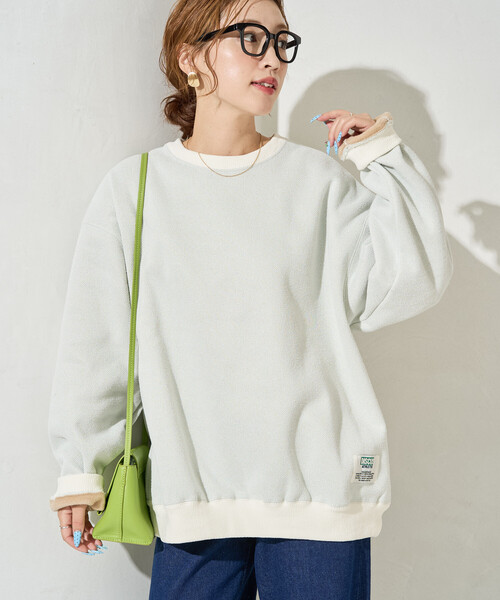 FREAK'S STORE(フリークスストア)の「限定展開 DISCUS ATHLETIC/ディスカス アスレチック インレー 裏 シャギー ボンディング 配色 プルオーバー(スウェット・レディース・グリーン/ライトグレー/ブラック/ブルー/ナチュラル・MEDIUM/LARGE)」の3枚目の写真