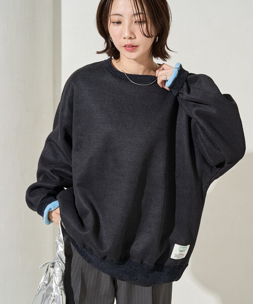 FREAK'S STORE(フリークスストア)の「限定展開 DISCUS ATHLETIC/ディスカス アスレチック インレー 裏 シャギー ボンディング 配色 プルオーバー(スウェット・レディース・グリーン/ライトグレー/ブラック/ブルー/ナチュラル・MEDIUM/LARGE)」の2枚目の写真