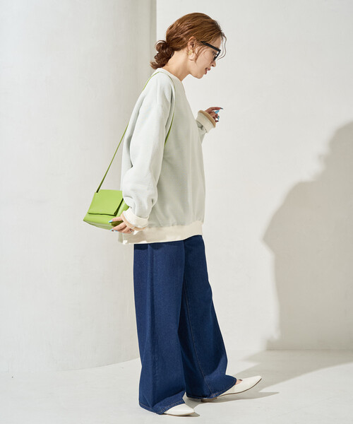 FREAK'S STORE(フリークスストア)の「限定展開 DISCUS ATHLETIC/ディスカス アスレチック インレー 裏 シャギー ボンディング 配色 プルオーバー(スウェット・レディース・グリーン/ライトグレー/ブラック/ブルー/ナチュラル・MEDIUM/LARGE)」の9枚目の写真