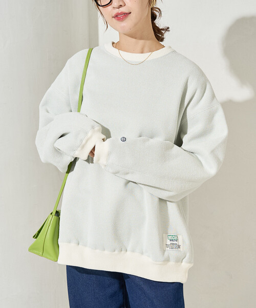 FREAK'S STORE(フリークスストア)の「限定展開 DISCUS ATHLETIC/ディスカス アスレチック インレー 裏 シャギー ボンディング 配色 プルオーバー(スウェット・レディース・グリーン/ライトグレー/ブラック/ブルー/ナチュラル・MEDIUM/LARGE)」の11枚目の写真