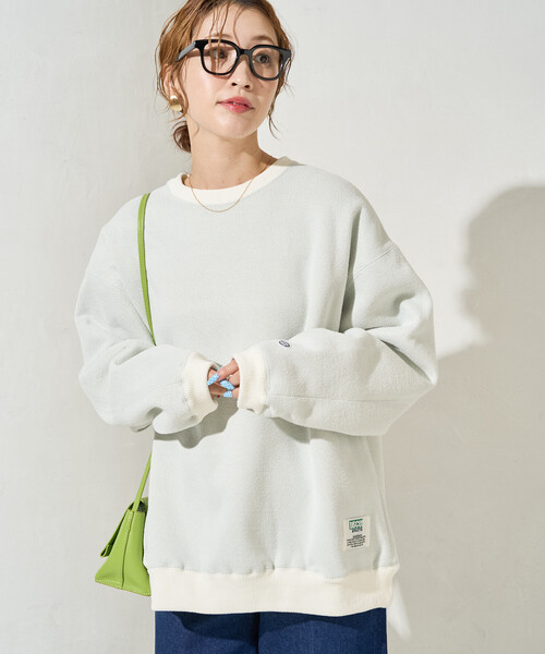 FREAK'S STORE(フリークスストア)の「限定展開 DISCUS ATHLETIC/ディスカス アスレチック インレー 裏 シャギー ボンディング 配色 プルオーバー(スウェット・レディース・グリーン/ライトグレー/ブラック/ブルー/ナチュラル・MEDIUM/LARGE)」の12枚目の写真