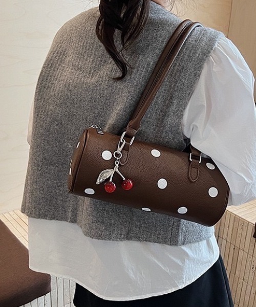 deux amour（ドゥーザムール）の「水玉プリントボストンバッグ（ボストンバッグ・レディース・ブラウン/ホワイト/ブラック/ワイン・FREE）」の16枚目の写真