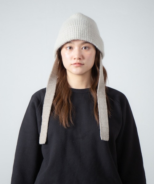 ハンドメイドベア(イギリス天然モヘア)全長25cm ＊ニット帽子付き＊ Mohair Wool Knit Bucket Hat / モヘアニットバケットハット（ニット