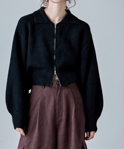 etoll.（エトル）の「ダブルジップジャカードニットカーディガン（カーディガン/ボレロ・レディース・ネイビー/グレイッシュベージュ/ブラック/グレー・M）」の2枚目の写真