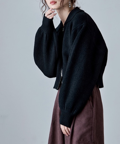 ダブルジップジャカードニットカーディガン（カーディガン/ボレロ