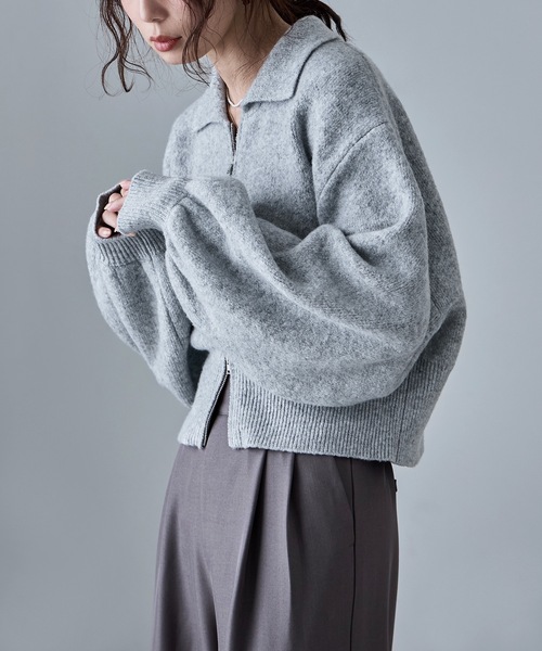 etoll.（エトル）の「ダブルジップジャカードニットカーディガン（カーディガン/ボレロ・レディース・ネイビー/グレイッシュベージュ/ブラック/グレー・M）」の12枚目の写真